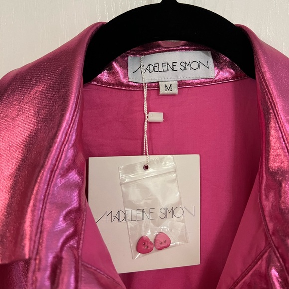 Madeleine Simon Studio Dragon Fire Pink Metallic Dress - MEDIUM - New - Picture 5 of 11